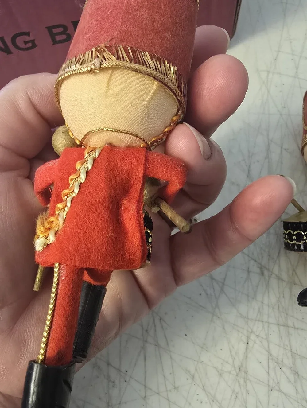 3 Vintage Drummer Toy Soldiers Handmade 1960s Red Christmas Ornament 5